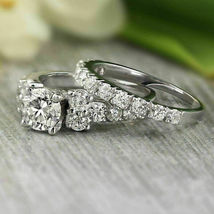 Diamond 2 Ct Round Cut 14K White Gold Plated Engagement  Wedding Ring Bridal Set - £114.26 GBP