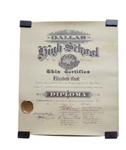 Vintage Dallas W.H. Adams High School Diploma 1939 - £19.98 GBP