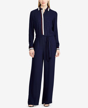 Lauren Ralph Lauren Womens Junwie Striped Button Down Jumpsuit Size 4 Color Navy - £179.44 GBP