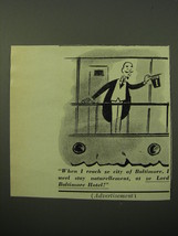 1950 Lord Baltimore Hotel Ad - When I reach ze city of Baltimore, I weel stay  - £14.78 GBP