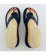 Born Hand Crafted Footwear Size 6 Black Leather Thong Flat Sandals Slip On - $18.80