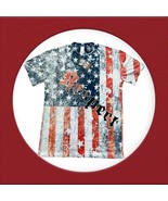 NOS Vtg American Flag All-Over Print Patriotic RESPECT Mens T-Shirt Size M - £19.61 GBP