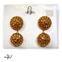 Vintage Bellini Yellow Crystal Button Earrings Card New/Old Store Stock -Hey Viv - £12.67 GBP