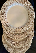 Euro Ceramica Vineyard Dinner Plates Stoneware (4) 11&quot; Embosed Grapes &amp; Leaves - £31.16 GBP