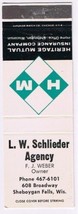 Matchbook Cover LW Schlieder Sheboygan Wisconsin - $3.95