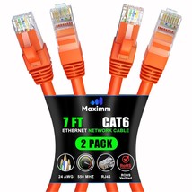 Cat 6 Ethernet Cable 7 ft 2 Pack High Speed LAN Cable Internet Cable Patch Cable - £21.17 GBP