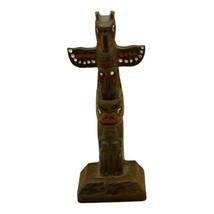 Vintage Totem Pole By BOMA Canada Hand Painted Dark Brown Resin 4” - $10.69
