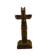 Vintage Totem Pole By BOMA Canada Hand Painted Dark Brown Resin 4” - £9.33 GBP