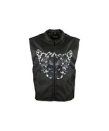 Men&#39;s Textile Vest with Reflective embroidered skull with razor wire - $74.16