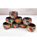 Vintage wooden Napkin ring holders with colorful floral hand painted dec... - €47,31 EUR