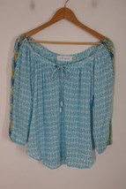 Walker &amp; Wade XS Blue Patterned Beaded Sleeve Top - $25.64