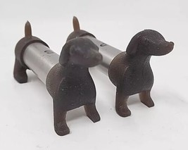 Dachshund Dogs Salt &amp; Pepper Shakers Steel Body Rubber Front &amp; Back Dog ... - £11.73 GBP