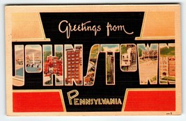 Greeting From Johnstown PA Large Letter Postcard Pennsylvania Linen Dexter - £8.70 GBP