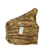 Joie One Shoulder Ruched Asymmetrical Pleated Top Gold ( L ) - £47.74 GBP