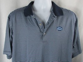 Peter Millar US Open Men L Polo Shirt Large light dark blue stripes cott... - $19.79