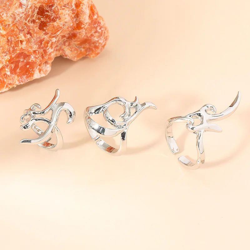 Sporting 3Pcs/Set Irregular Fingertip Rings for Women Opening Finger Rings Simpl - £23.89 GBP