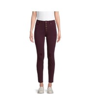 Time and Tru Women&#39;s Jeans Button Fly High Rise Skinny Burgundy Size 8 - $18.76