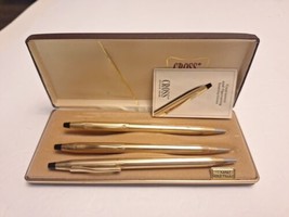 3 Vintage Cross Pen &amp; Pencil Set 12k Gold Filled 2 Pens/1 Pencil  - £38.91 GBP