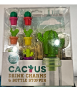 Cactus Wine Glass Charms and Drink Markers with Bottle Stopper Set, Sili... - $13.86