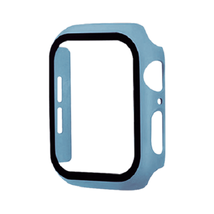 Hard PC Bumper Case w/ Tempered Glass for Apple Watch 45mm Series 7 LIGHT BLUE - £6.12 GBP