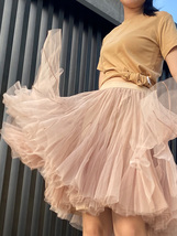 Blush Pink A-line Midi Tulle Skirt Holiday Outfit Lady Plus Size Ballerina Skirt image 5