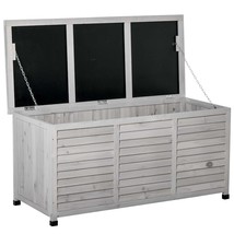 Outsunny 75 Gallon Grey Wooden Deck Box Outdoor Storage Container - $3,765.08 MXN