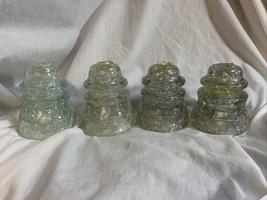 4 Vintage Hemingray No. 42 Glass Insulators Clear Bead Bottom Crackled - $18.95