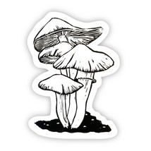Mushrooms Nature Vinyl Sticker Black and White - $72.89 MXN