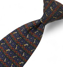 Salvatore Ferragamo 100% Silk Neck Tie Blue w/Multicolor Chess Print - $40.77