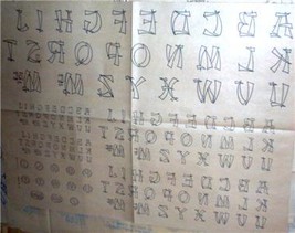 1930&#39;s Monograms Oriental script transfer ORG - $10.00