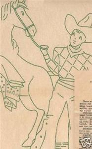Primary image for c1939 Cowboy & Horse DOW embroidery transfer LW2017