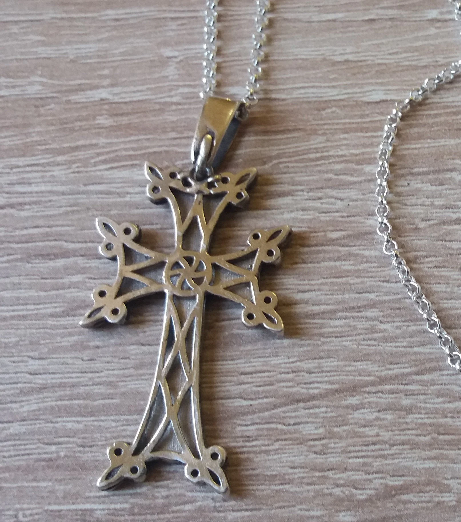 Armenian Cross Sterling Silver with Eternity Sign Pendant, Armenian Jewelry - $799.65 MXN