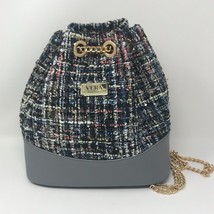 Vera New York Isabella Small Tweed Chain Drawstring Bucket Backpack Purse - £102.25 GBP