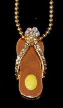 Flip Flop Brown Crystal and Gold Necklace - $6.95