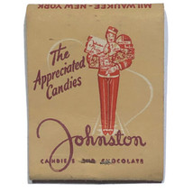 Johnston Candies Chocolate New York City Vintage 50s Matchbook Cover Mat... - £5.53 GBP