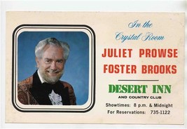 Foster Brooks Juliet Prowse Postcard Desert Inn Hotel Las Vegas Nevada 1... - £14.03 GBP