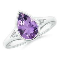 ANGARA Natural Amethyst Ring with Diamonds in Silver for Women (10x7mm) - £205.10 GBP+