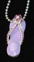Flip Flop Lavender Crystal and Silver Pendent Necklace - $6.95