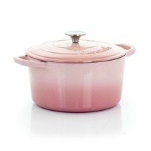 Crock-Pot Artisan 2 Piece 5 Quarts Enamled Cast Iron Dutch Oven in Blush... - $96.32