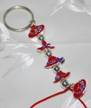 Key Chain with Red Hat Charm &amp; Silver Beads - $4.99