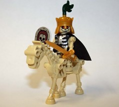 King Skeleton Knight (D) with Horse animal Building Minifigure Bricks US - $8.25
