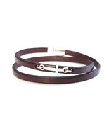 Cross Bracelet, Leather Wrap Bracelet, Christian Bracelet for Men, Faith... - $29.99