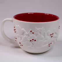 Starbucks White Embossed Doves Reindeer Berries Holiday Christmas Theme Cup 2008 - £9.16 GBP