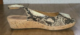CLARKS ARTISAN Open Toe Snake Print Slingback Wedge Sandal 10 M Women&#39;s - £20.31 GBP