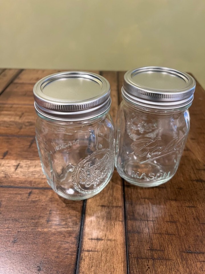 2 Pack Wide Mouth Mason Jars 16oz Glass Canning Jars 3.14&quot;L x 2.75&quot;W x 5... - $17.82
