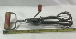 Vintage Retro Egg Beater Red Wood Handle Hand Crank Drill Mixer USA - $8.66