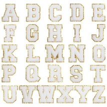 26 Pieces A-Z Chenille Letter Patches 3.1inches Glitter Iron/Sew On Embroidered - £12.78 GBP