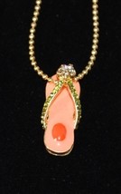 Flip Flop Orange Crystal and Gold Pendent Necklace - $8.95
