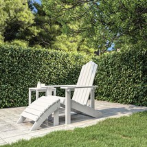 Garden Adirondack Chair with Footstool HDPE White - £90.19 GBP