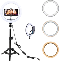 10&quot; Selfie LED Ring Light with Tripod Stand &amp;Cell Phone Holder for Live S - £51.62 GBP